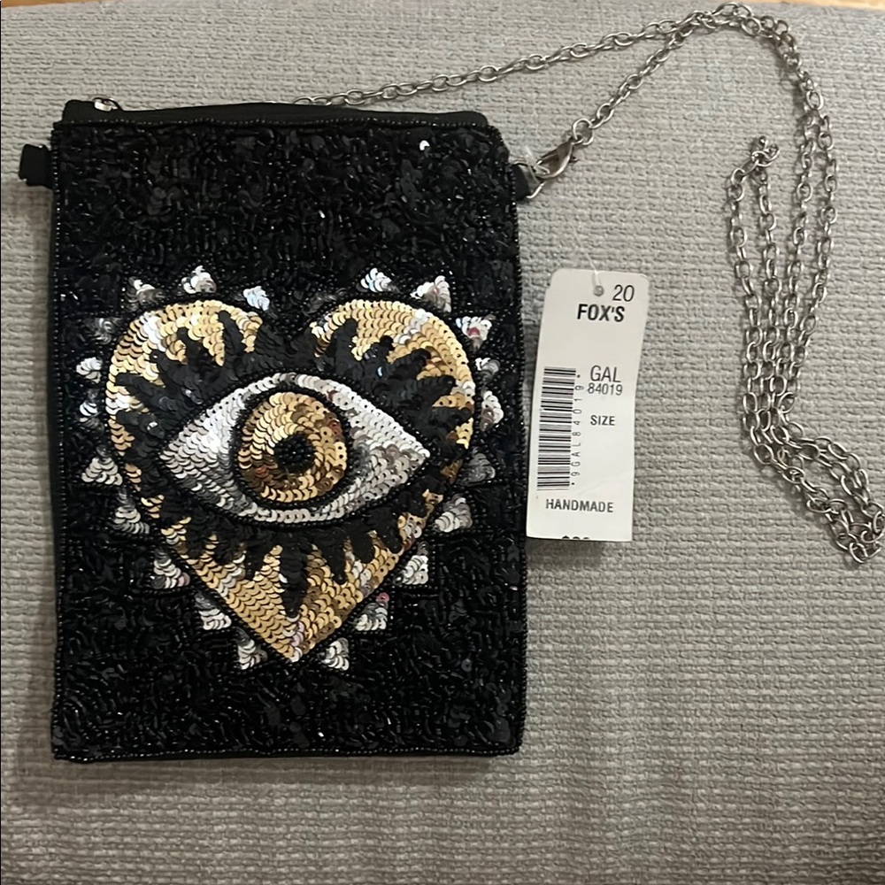 Fox Black and Gold Eye Design Clutch